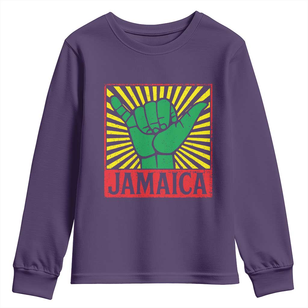 Jamaica Rasta Shaka Sign Youth Sweatshirt Retro Reggae Vibes TS10 Purple Print Your Wear