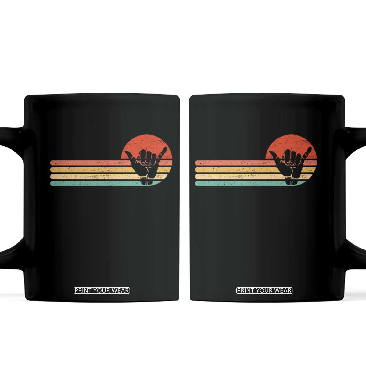 Shaka Hand Coffee Mug Retro Vintage Shaka Sign Rasta Hawaii Hawaiian TS10 Black Print Your Wear