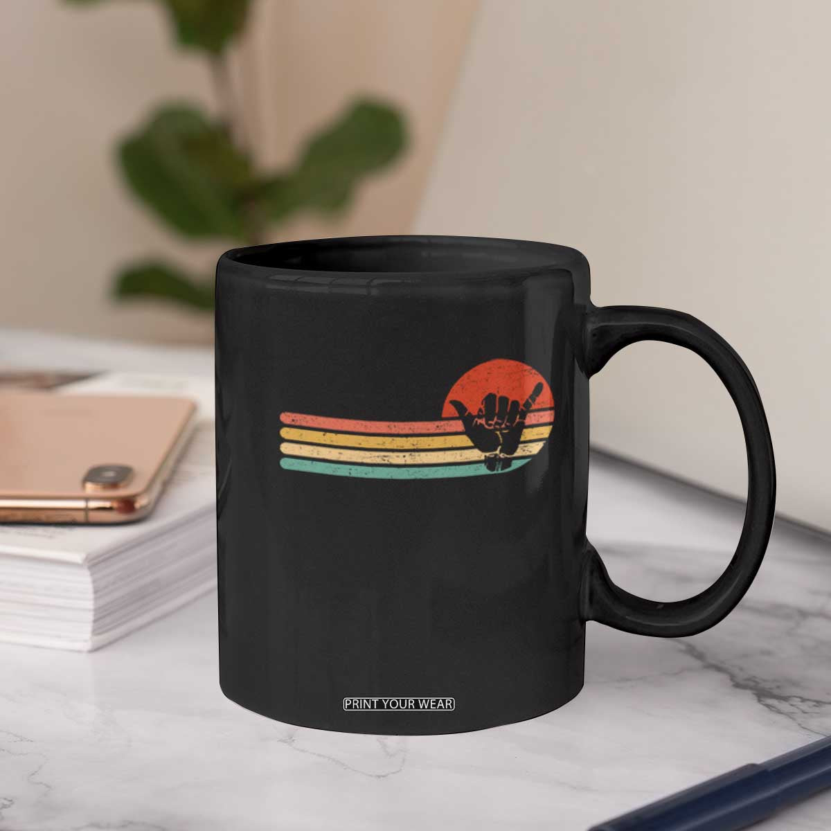 Shaka Hand Coffee Mug Retro Vintage Shaka Sign Rasta Hawaii Hawaiian TS10 Print Your Wear