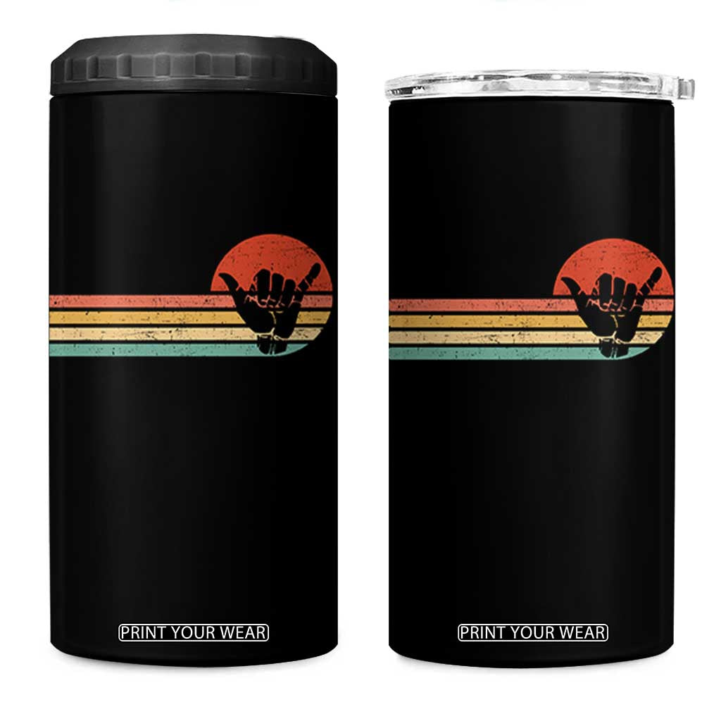 Shaka Hand 4 in 1 Can Cooler Tumbler Retro Vintage Shaka Sign Rasta Hawaii Hawaiian TS10 One Size: 16 oz Black Print Your Wear