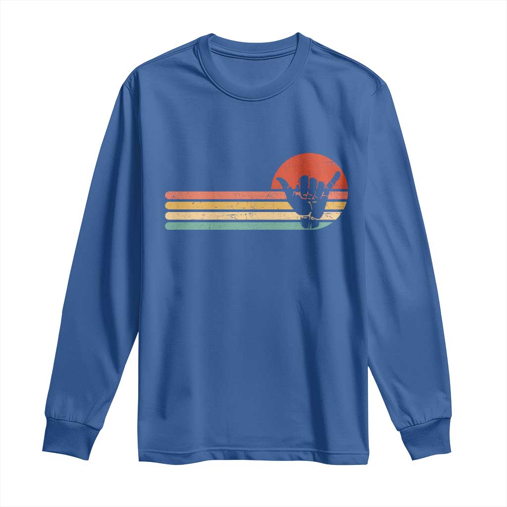 Shaka Hand Long Sleeve Shirt Retro Vintage Shaka Sign Rasta Hawaii Hawaiian TS10 Royal Blue Print Your Wear