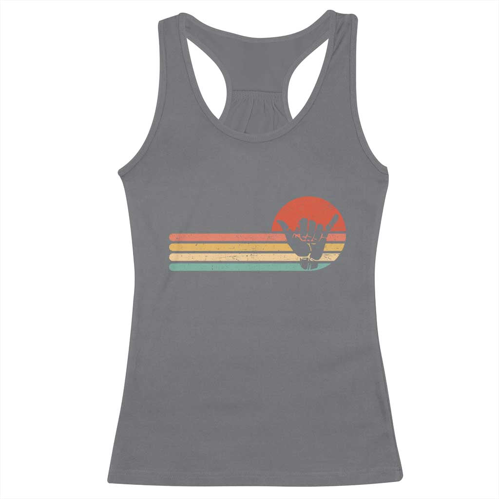Shaka Hand Racerback Tank Top Retro Vintage Shaka Sign Rasta Hawaii Hawaiian TS10 Charcoal Print Your Wear