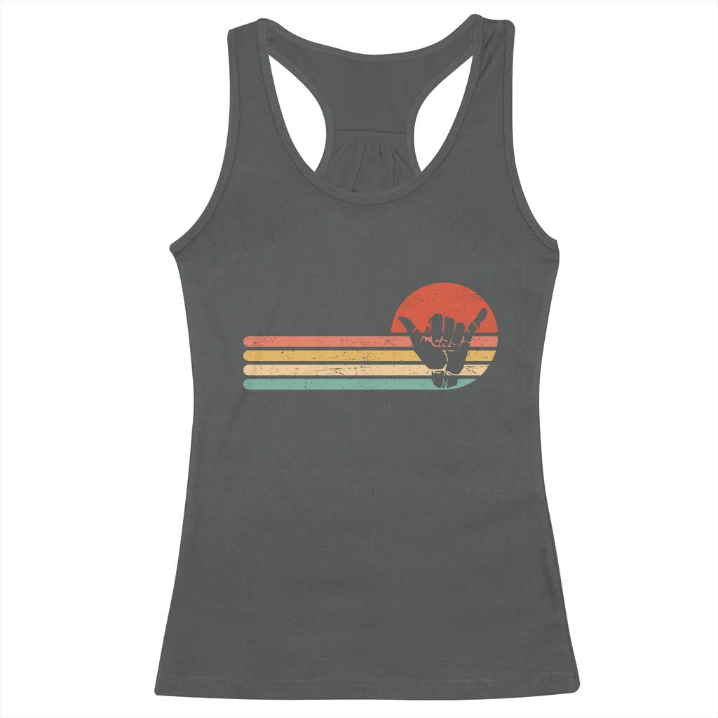 Shaka Hand Racerback Tank Top Retro Vintage Shaka Sign Rasta Hawaii Hawaiian TS10 Dark Heather Print Your Wear