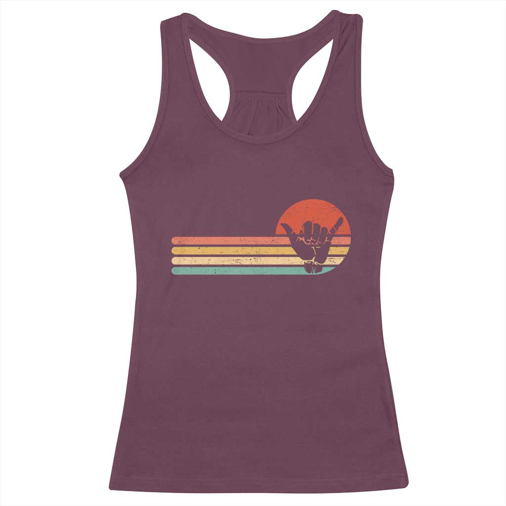Shaka Hand Racerback Tank Top Retro Vintage Shaka Sign Rasta Hawaii Hawaiian TS10 Maroon Print Your Wear