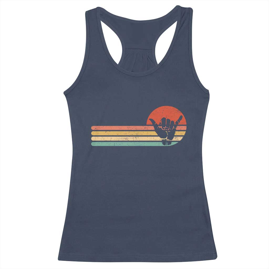 Shaka Hand Racerback Tank Top Retro Vintage Shaka Sign Rasta Hawaii Hawaiian TS10 Navy Print Your Wear