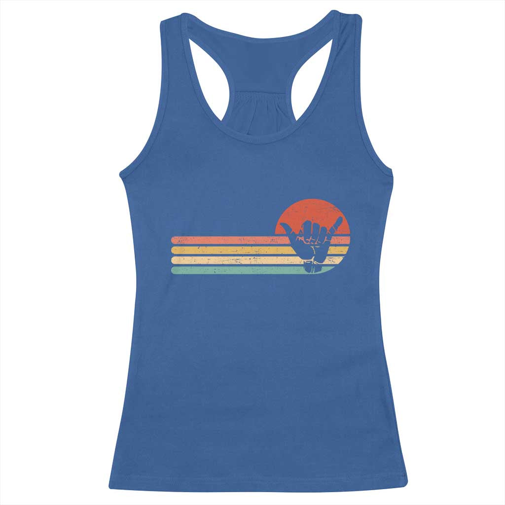 Shaka Hand Racerback Tank Top Retro Vintage Shaka Sign Rasta Hawaii Hawaiian TS10 Royal Blue Print Your Wear
