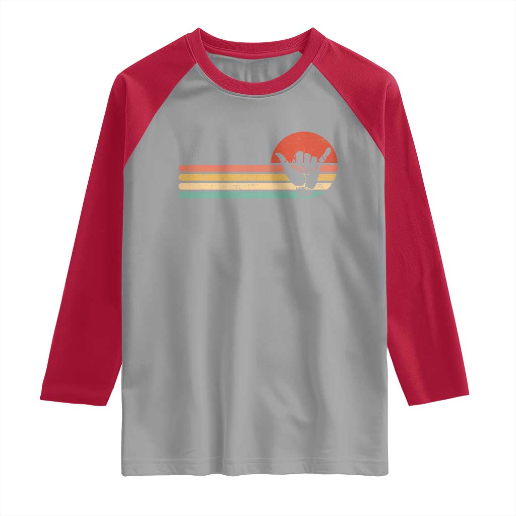 Shaka Hand Raglan Shirt Retro Vintage Shaka Sign Rasta Hawaii Hawaiian TS10 Sport Gray Red Print Your Wear