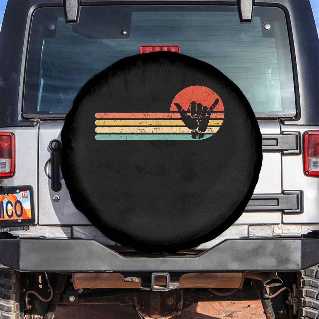 Shaka Hand Spare Tire Cover Retro Vintage Shaka Sign Rasta Hawaii Hawaiian TS10 No hole Black Print Your Wear