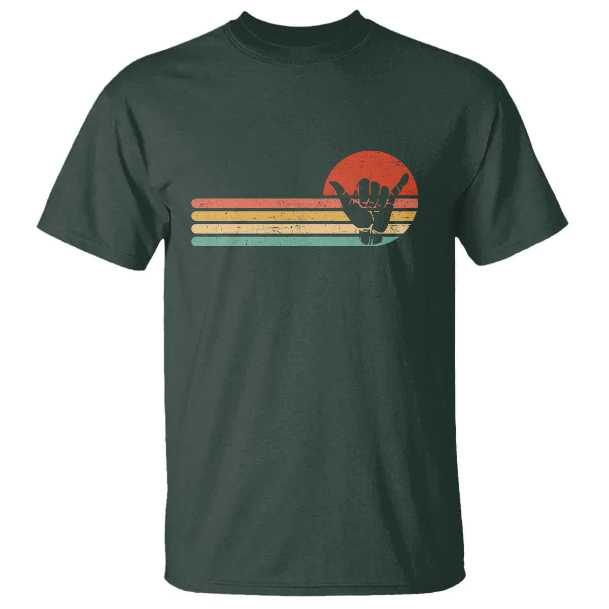 Shaka Hand T Shirt Retro Vintage Shaka Sign Rasta Hawaii Hawaiian TS10 Dark Forest Green Print Your Wear