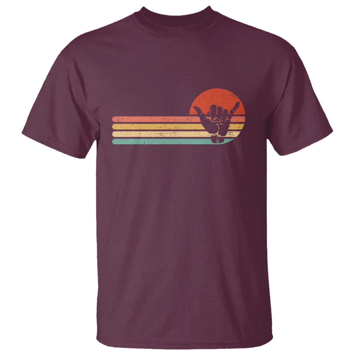 Shaka Hand T Shirt Retro Vintage Shaka Sign Rasta Hawaii Hawaiian TS10 Maroon Print Your Wear