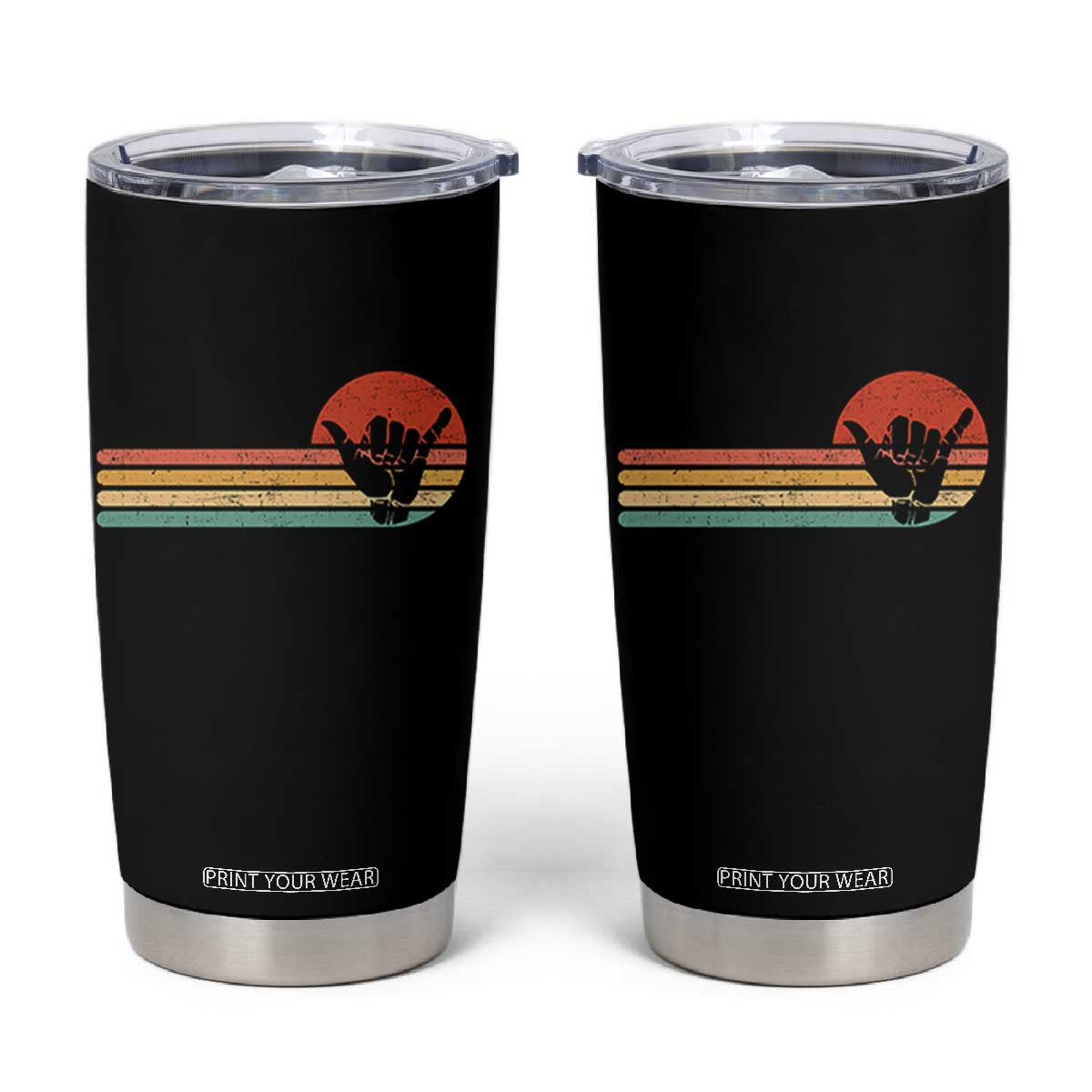 Shaka Hand Tumbler Cup Retro Vintage Shaka Sign Rasta Hawaii Hawaiian TS10 Black Print Your Wear