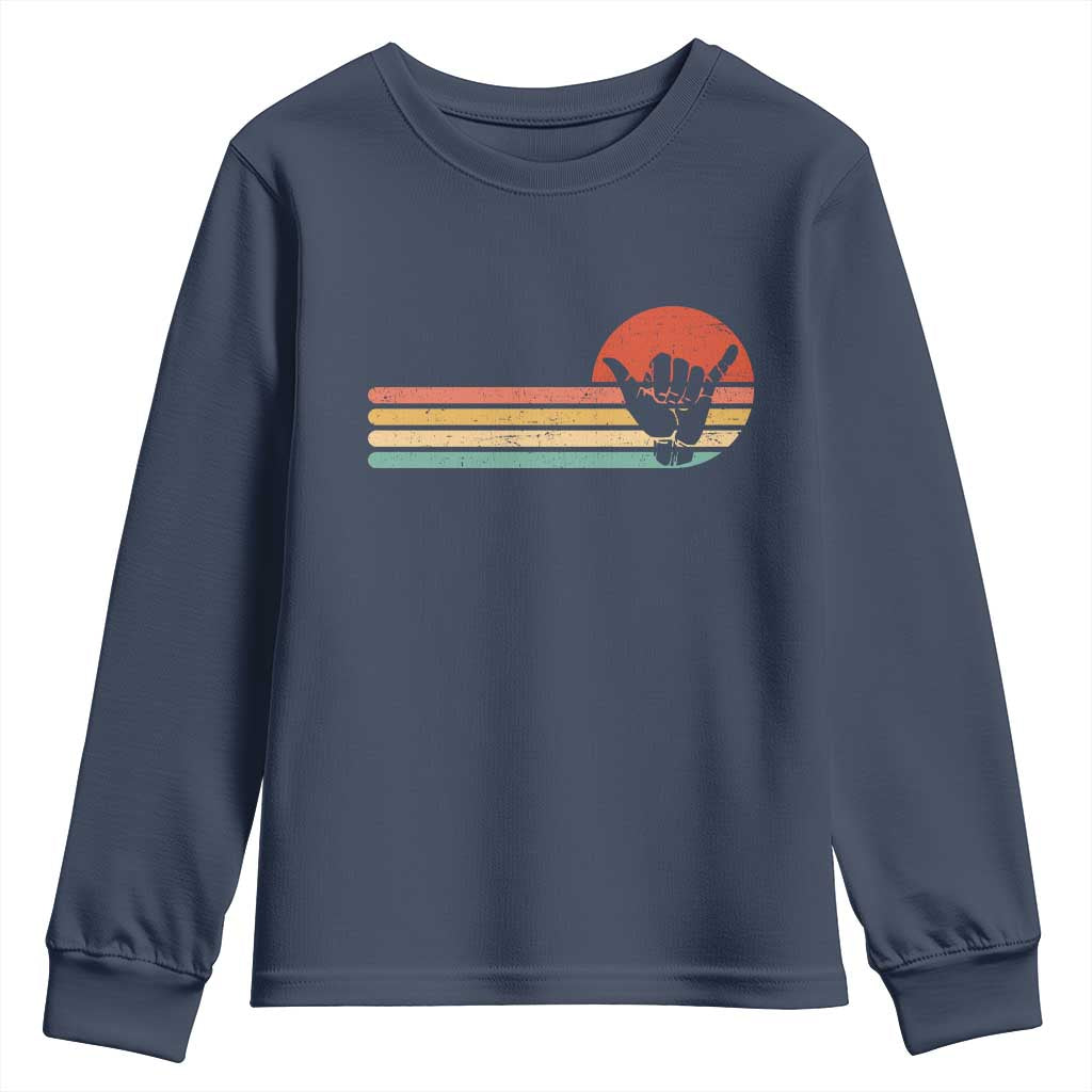 Shaka Hand Youth Sweatshirt Retro Vintage Shaka Sign Rasta Hawaii Hawaiian TS10 Navy Print Your Wear