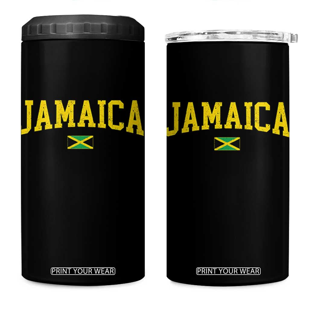 Vintage Jamaica 4 in 1 Can Cooler Tumbler Retro Jamaican Flag National Pride Vacation TS10 One Size: 16 oz Black Print Your Wear