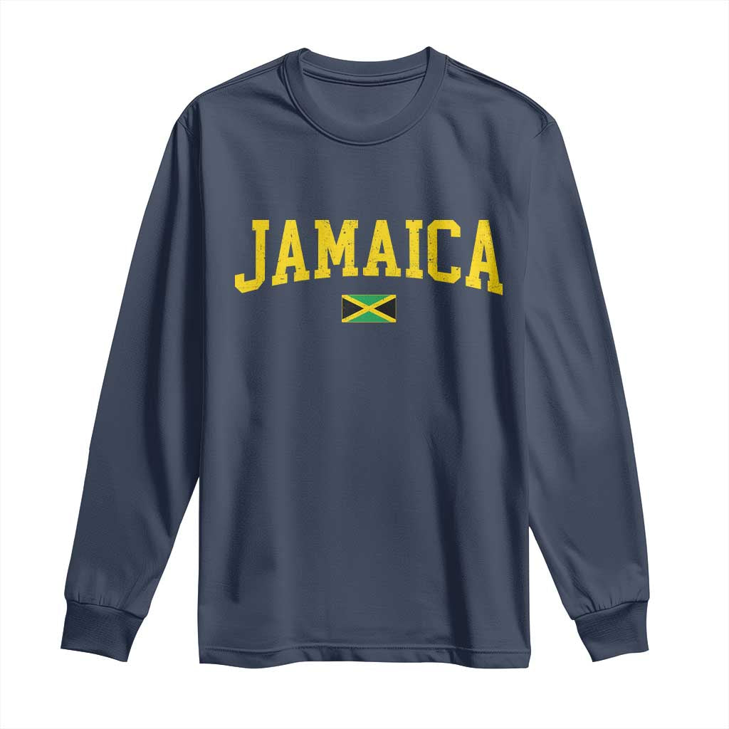 Vintage Jamaica Long Sleeve Shirt Retro Jamaican Flag National Pride Vacation TS10 Navy Print Your Wear
