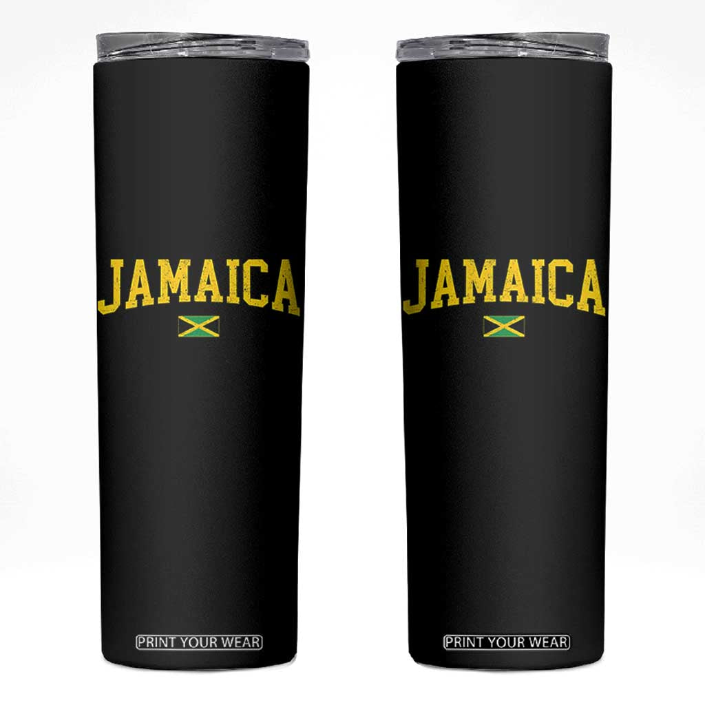 Vintage Jamaica Skinny Tumbler Retro Jamaican Flag National Pride Vacation TS10 Black Print Your Wear