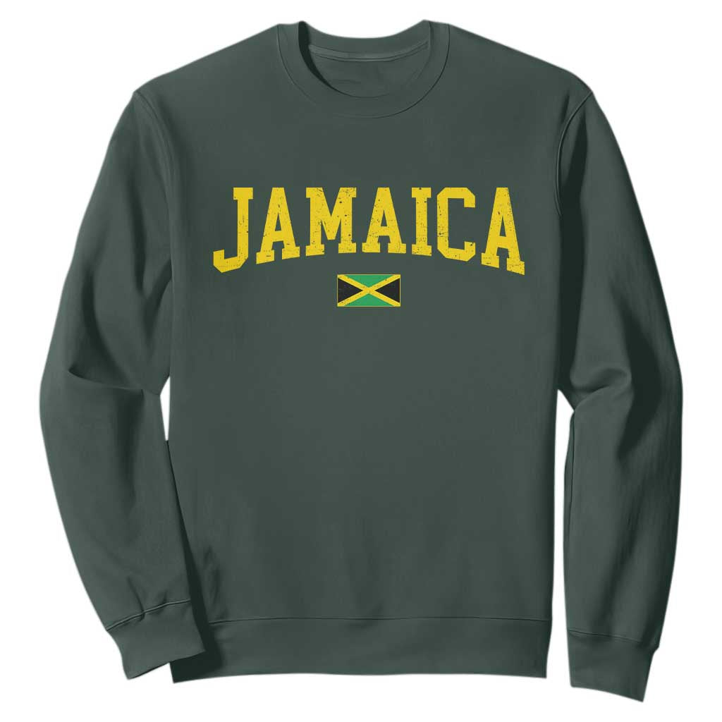 Vintage Jamaica Sweatshirt Retro Jamaican Flag National Pride Vacation TS10 Dark Forest Green Print Your Wear