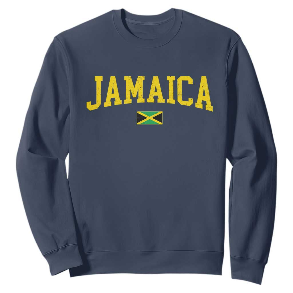 Vintage Jamaica Sweatshirt Retro Jamaican Flag National Pride Vacation TS10 Navy Print Your Wear