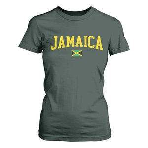 Vintage Jamaica T Shirt For Women Retro Jamaican Flag National Pride Vacation TS10 Dark Forest Green Print Your Wear