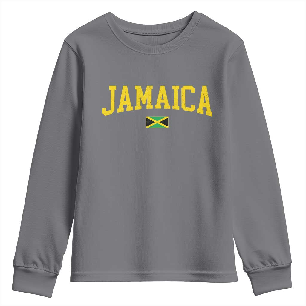 Vintage Jamaica Youth Sweatshirt Retro Jamaican Flag National Pride Vacation TS10 Charcoal Print Your Wear