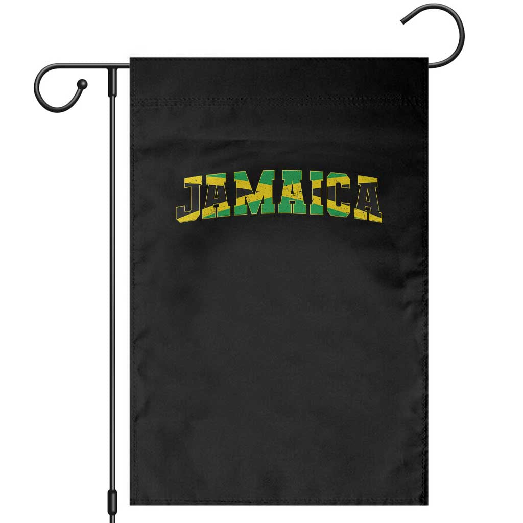 Jamaican Pride Garden Flag Retro Jamaica Flag Distressed Varsity Lettering Style TS10 Black Print Your Wear
