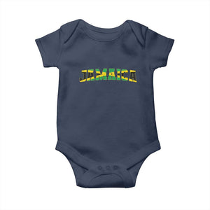 Jamaican Pride Baby Onesie Retro Jamaica Flag Distressed Varsity Lettering Style TS10 Navy Print Your Wear