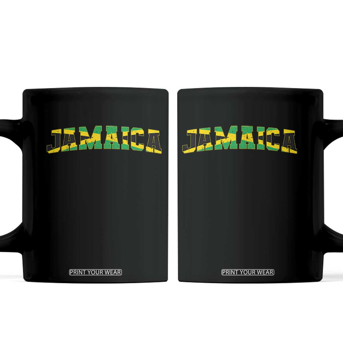 Jamaican Pride Coffee Mug Retro Jamaica Flag Distressed Varsity Lettering Style TS10 Black Print Your Wear