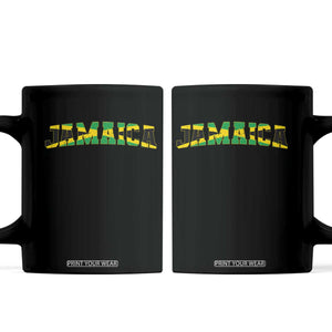 Jamaican Pride Coffee Mug Retro Jamaica Flag Distressed Varsity Lettering Style TS10 Black Print Your Wear