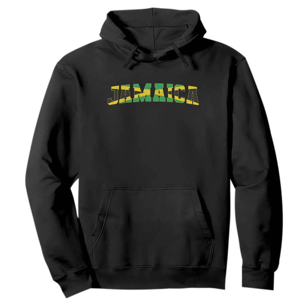 Jamaican Pride Hoodie Retro Jamaica Flag Distressed Varsity Lettering Style TS10 Black Print Your Wear