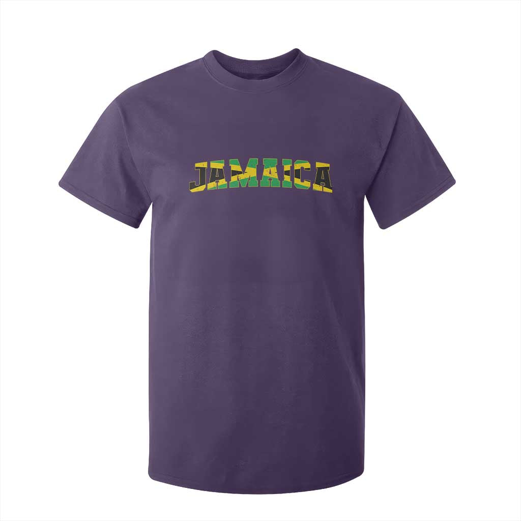 Jamaican Pride T Shirt For Kid Retro Jamaica Flag Distressed Varsity Lettering Style TS10 Purple Print Your Wear