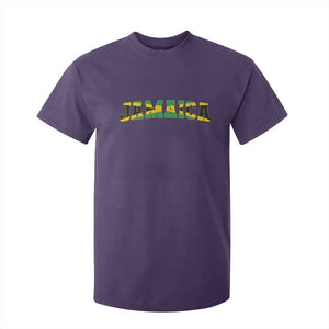 Jamaican Pride T Shirt For Kid Retro Jamaica Flag Distressed Varsity Lettering Style TS10 Purple Print Your Wear