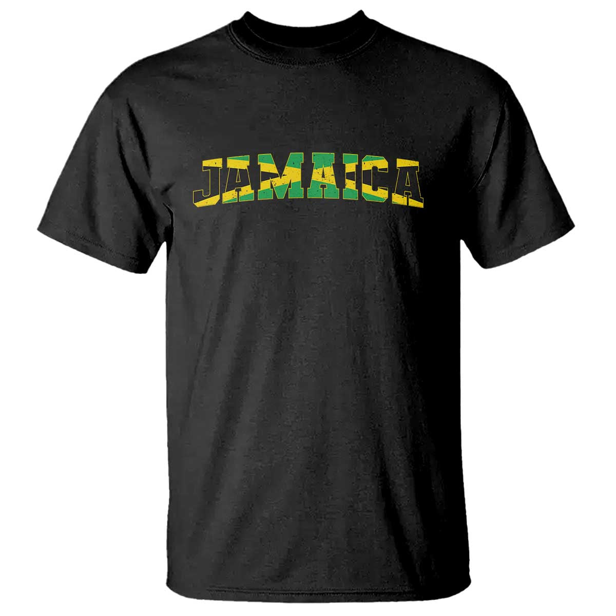 Jamaican Pride T Shirt Retro Jamaica Flag Distressed Varsity Lettering Style TS10 Black Print Your Wear