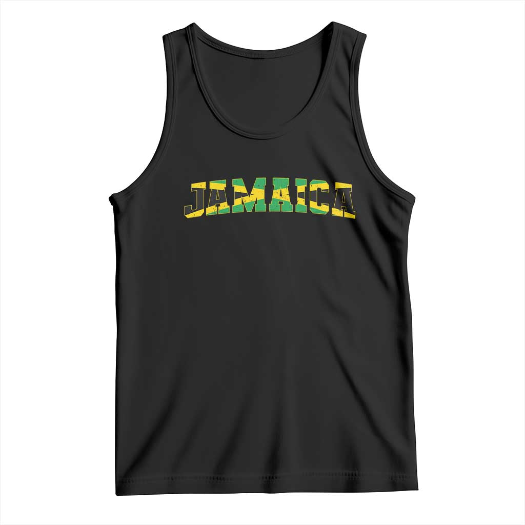 Jamaican Pride Tank Top Retro Jamaica Flag Distressed Varsity Lettering Style TS10 Black Print Your Wear