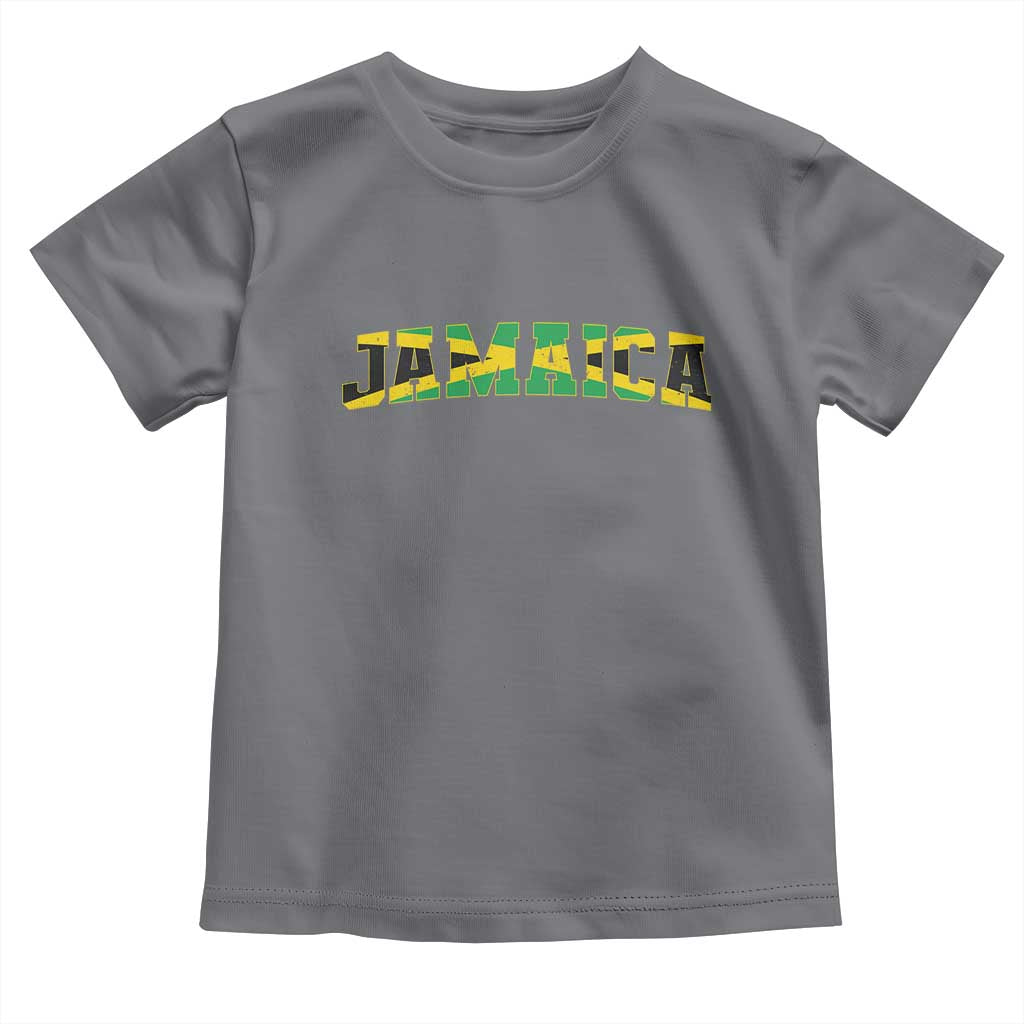Jamaican Pride Toddler T Shirt Retro Jamaica Flag Distressed Varsity Lettering Style TS10 Charcoal Print Your Wear