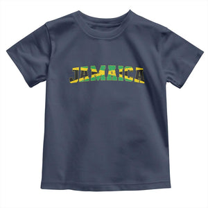 Jamaican Pride Toddler T Shirt Retro Jamaica Flag Distressed Varsity Lettering Style TS10 Navy Print Your Wear