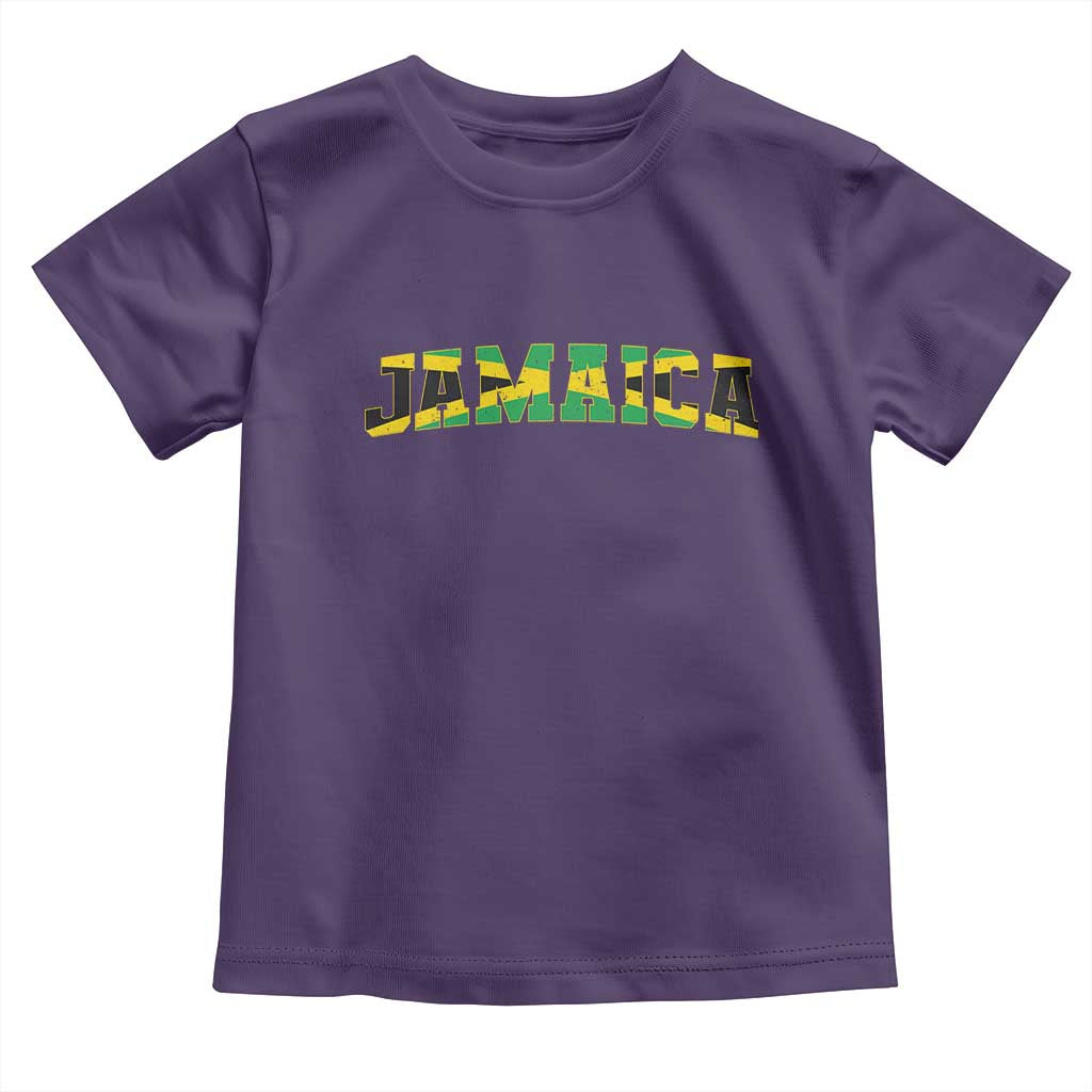 Jamaican Pride Toddler T Shirt Retro Jamaica Flag Distressed Varsity Lettering Style TS10 Purple Print Your Wear