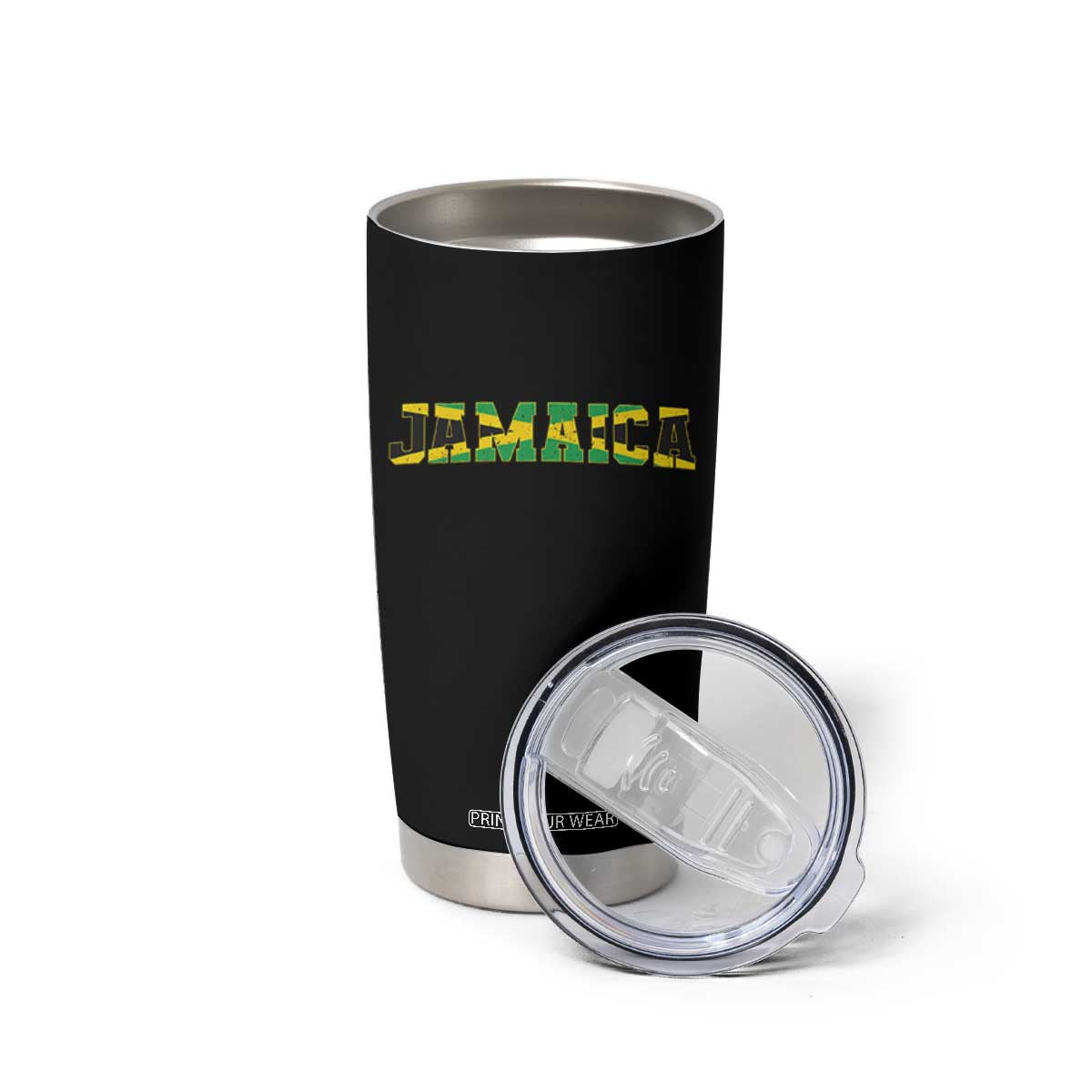 Jamaican Pride Tumbler Cup Retro Jamaica Flag Distressed Varsity Lettering Style TS10 Print Your Wear