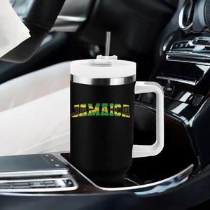 Jamaican Pride Tumbler With Handle Retro Jamaica Flag Distressed Varsity Lettering Style TS10 Print Your Wear