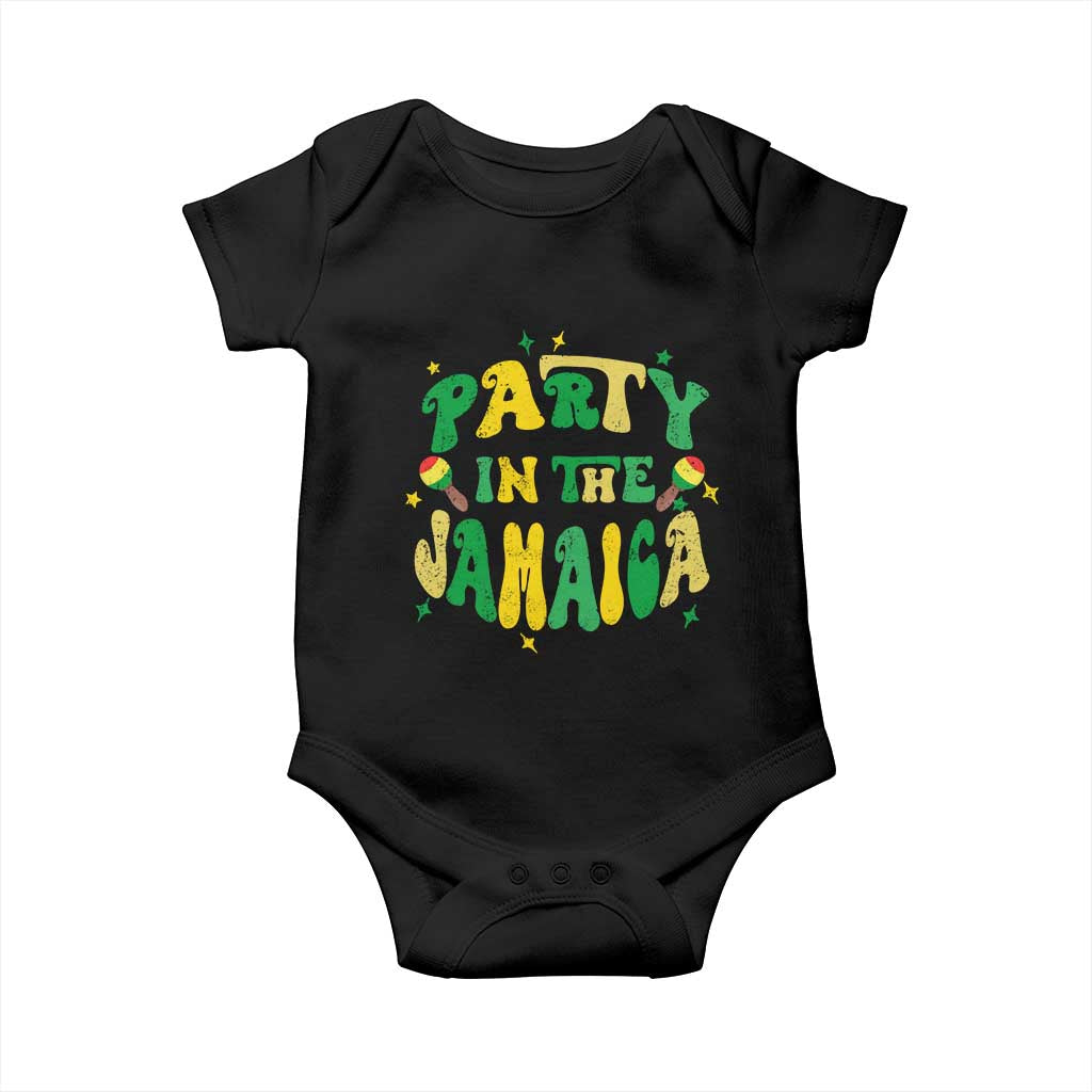 Party in The Jamaica Baby Onesie Funny Jamaican Independence Day TS10 Black Print Your Wear
