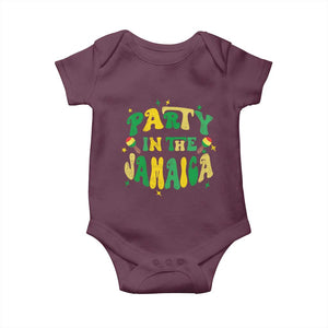 Party in The Jamaica Baby Onesie Funny Jamaican Independence Day TS10 Maroon Print Your Wear