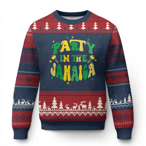 Party in The Jamaica Ugly Christmas Sweater Funny Jamaican Independence Day TS10 Navy Red Print Your Wear