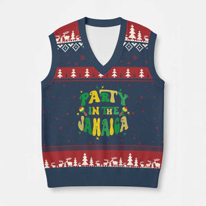 Party in The Jamaica V-Neck Knit Sweater Vest Funny Jamaican Independence Day TS10 Navy Red Print Your Wear