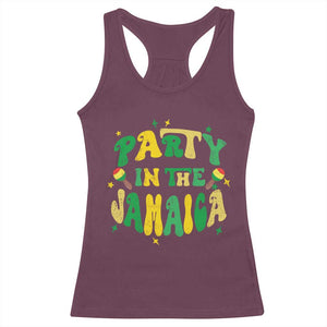 Party in The Jamaica Racerback Tank Top Funny Jamaican Independence Day TS10 Maroon Print Your Wear