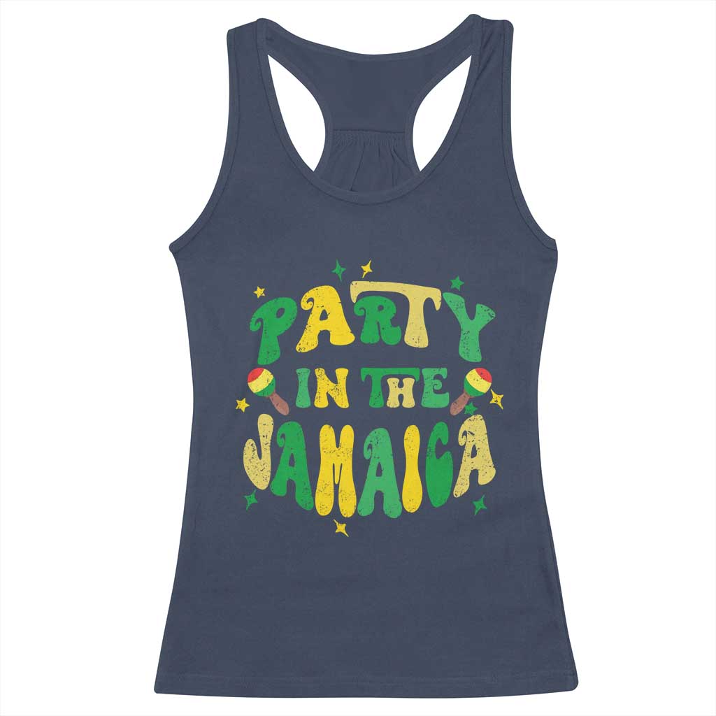 Party in The Jamaica Racerback Tank Top Funny Jamaican Independence Day TS10 Navy Print Your Wear