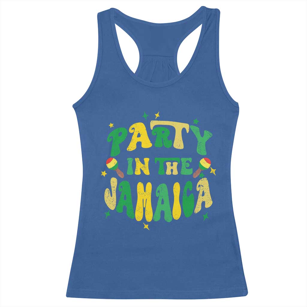 Party in The Jamaica Racerback Tank Top Funny Jamaican Independence Day TS10 Royal Blue Print Your Wear