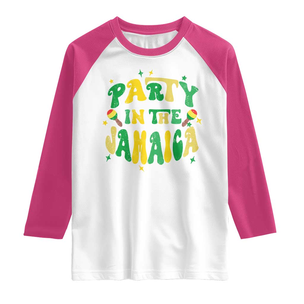 Party in The Jamaica Raglan Shirt Funny Jamaican Independence Day TS10 White Heliconia Print Your Wear