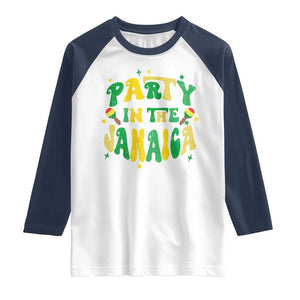 Party in The Jamaica Raglan Shirt Funny Jamaican Independence Day TS10 White Navy Print Your Wear