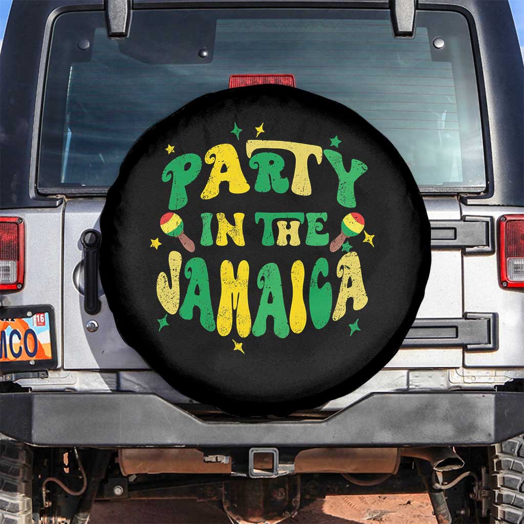 Party in The Jamaica Spare Tire Cover Funny Jamaican Independence Day TS10 No hole Black Print Your Wear