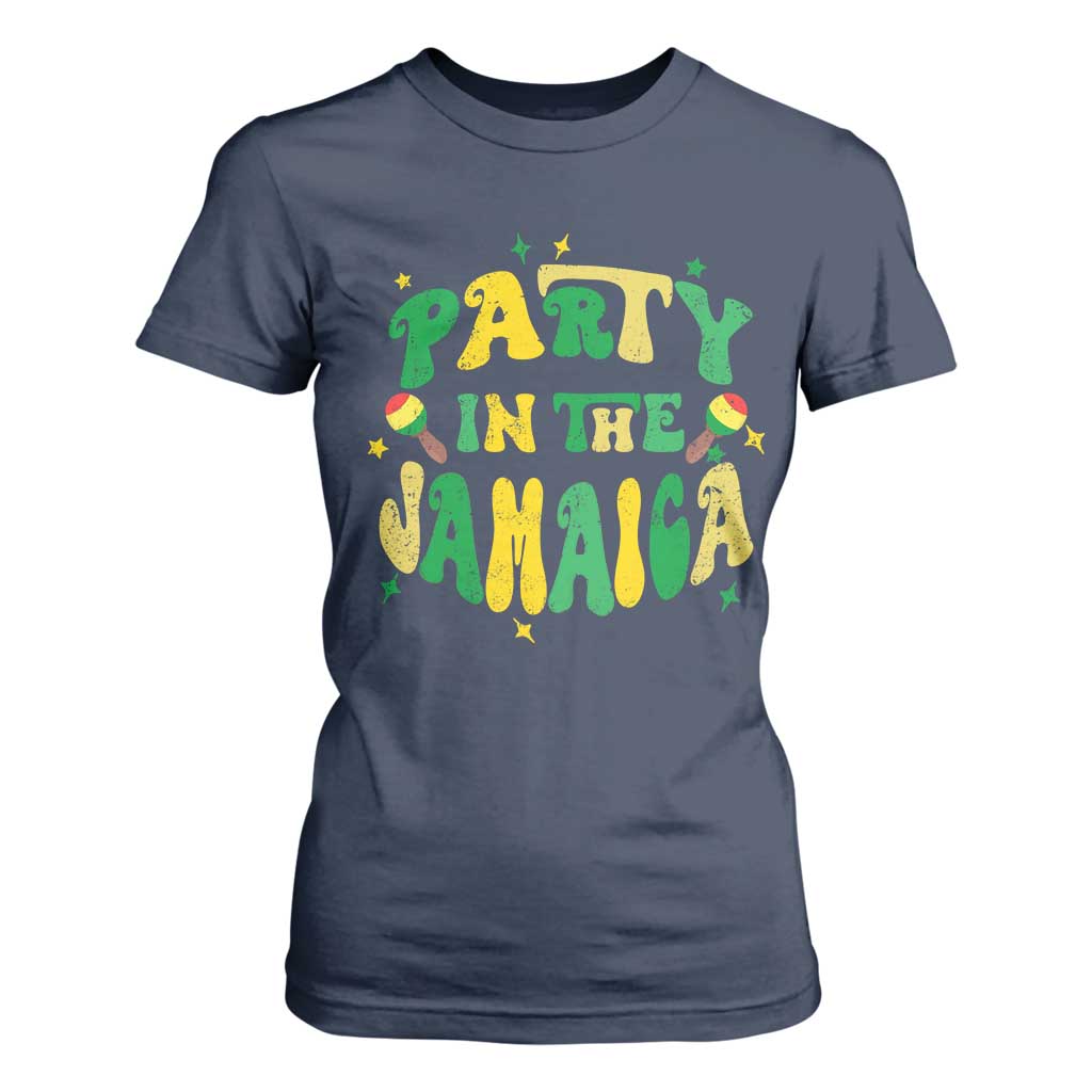 Party in The Jamaica T Shirt For Women Funny Jamaican Independence Day TS10 Navy Print Your Wear