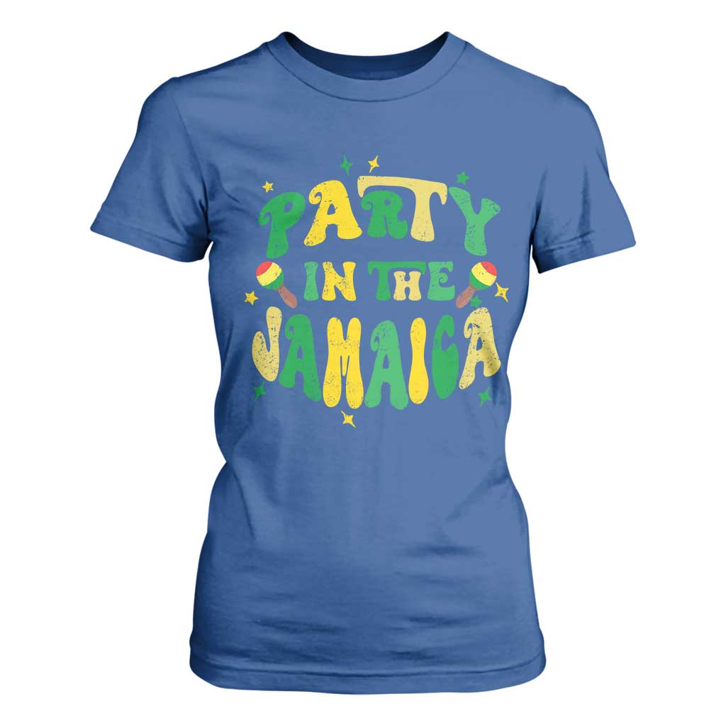 Party in The Jamaica T Shirt For Women Funny Jamaican Independence Day TS10 Royal Blue Print Your Wear