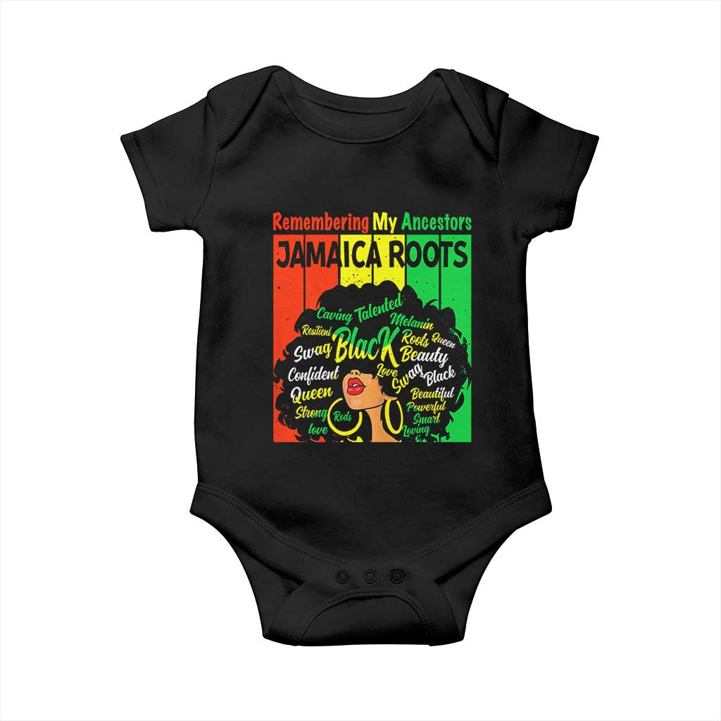 Proud Jamaican Afro Black Woman Baby Onesie Remembering My Ancestors Jamaica Pride TS10 Black Print Your Wear